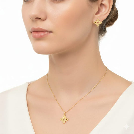 18k Gold Shuriken Inspired Jewelry Set