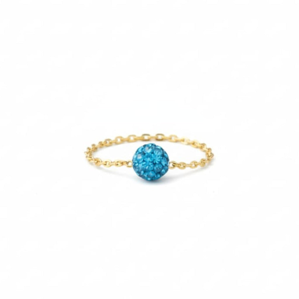 18K Real Gold Sea Blue Swarovski ring