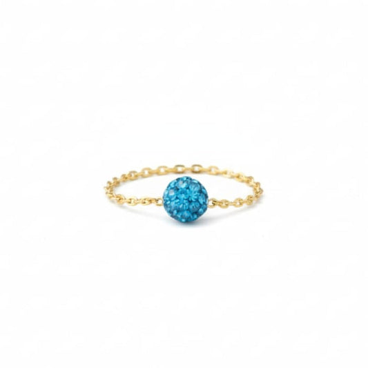 18K Real Gold Sea Blue Swarovski ring