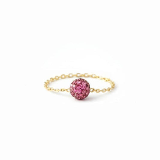 18K Real Gold Pink Swarovski Chain Ring