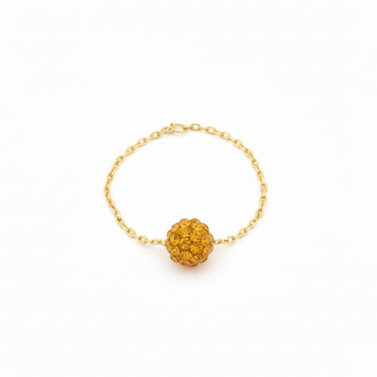 18K Real Gold Orange Swarrovski Chain Ring