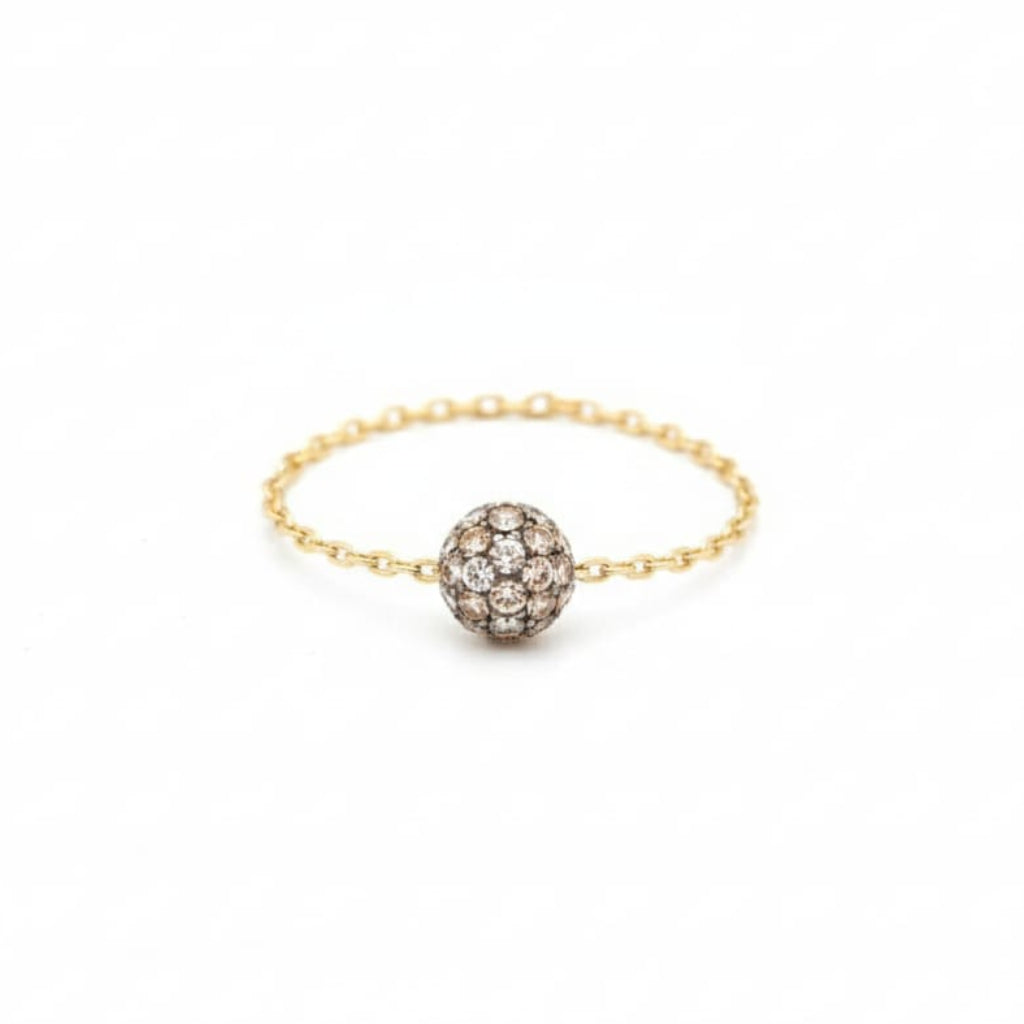 18K Real Gold Silver Chain Swarovski Ring