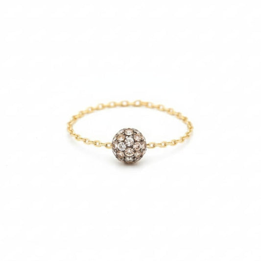 18K Real Gold Silver Chain Swarovski Ring