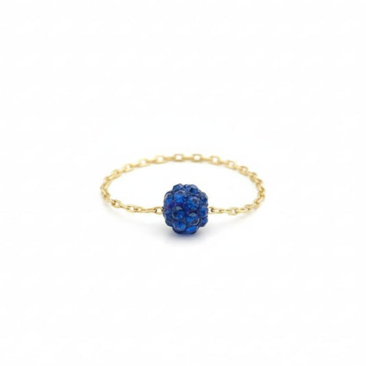 18K Gold Navy Blue Swarovski Chain Ring