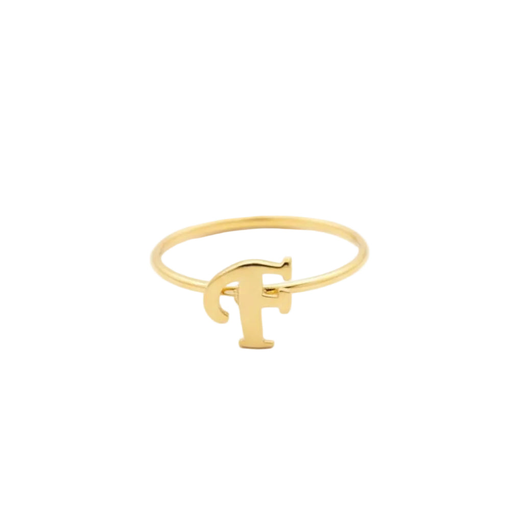 18K Real Gold Customize Letter Ring