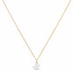 Gold necklace with a white pendant on a white background