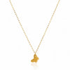 Gold necklace with a small pendant on a white background