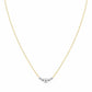 Gold necklace with two silver beads on a white background