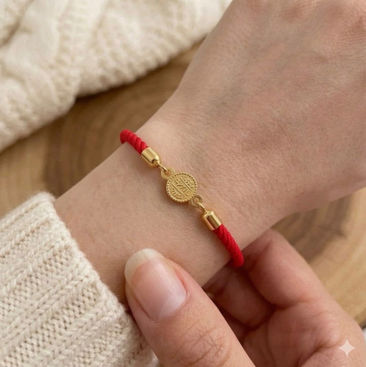 18K Gold Multi Color Thread Adjustable Coin Bracelet