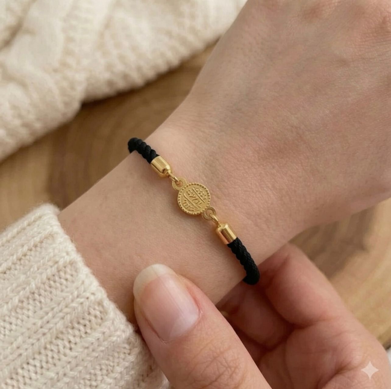 21K Gold Multi Color Thread Adjustable Coin Bracelet