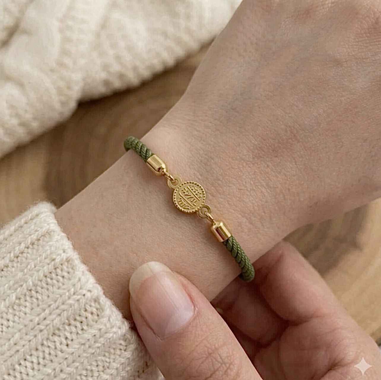 21K Gold Multi Color Thread Adjustable Coin Bracelet