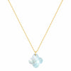 Necklace with a light blue pendant on a white background