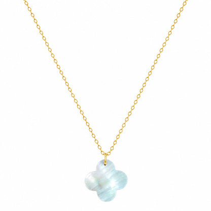 Necklace with a light blue pendant on a white background