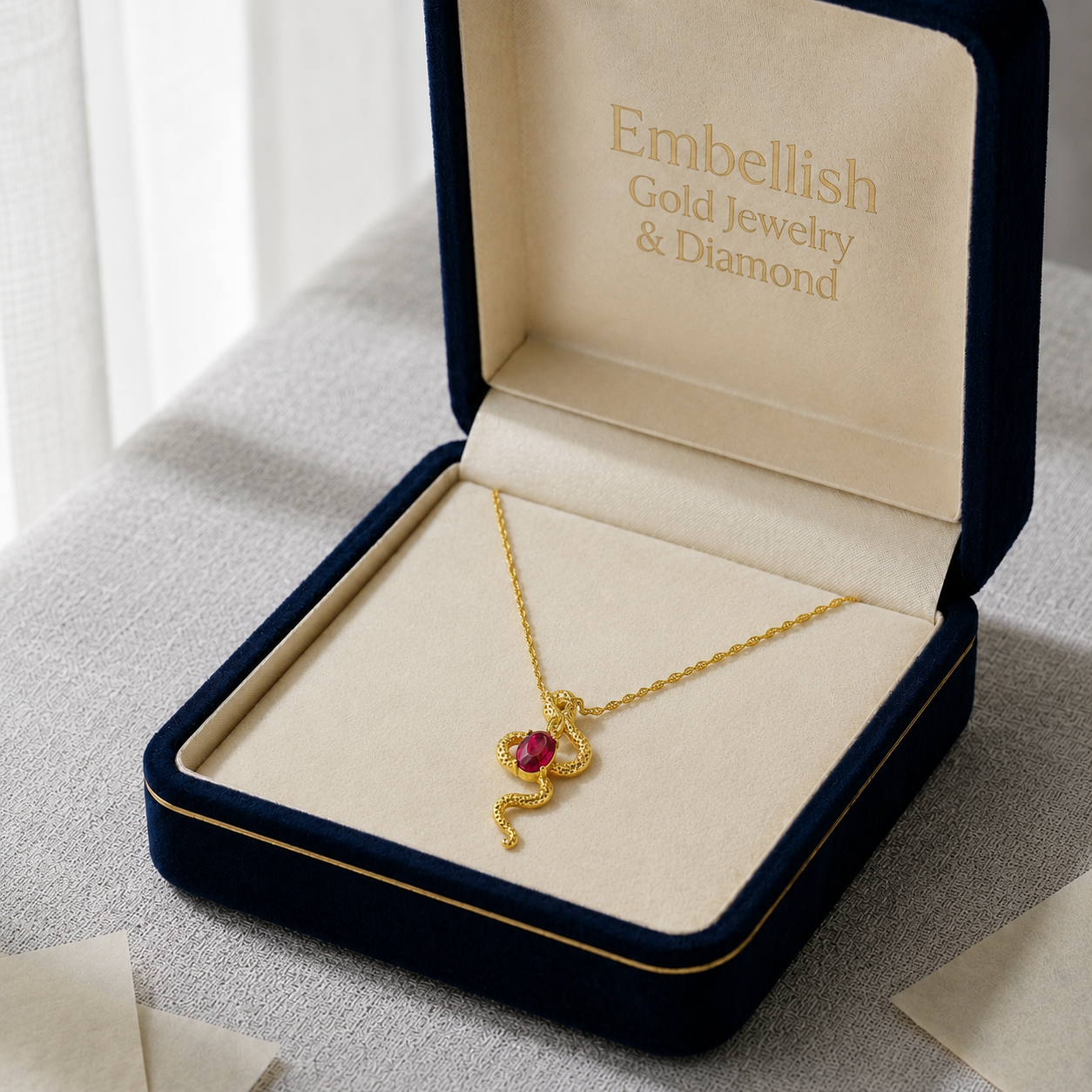 18k Gold Red Dragon Necklace