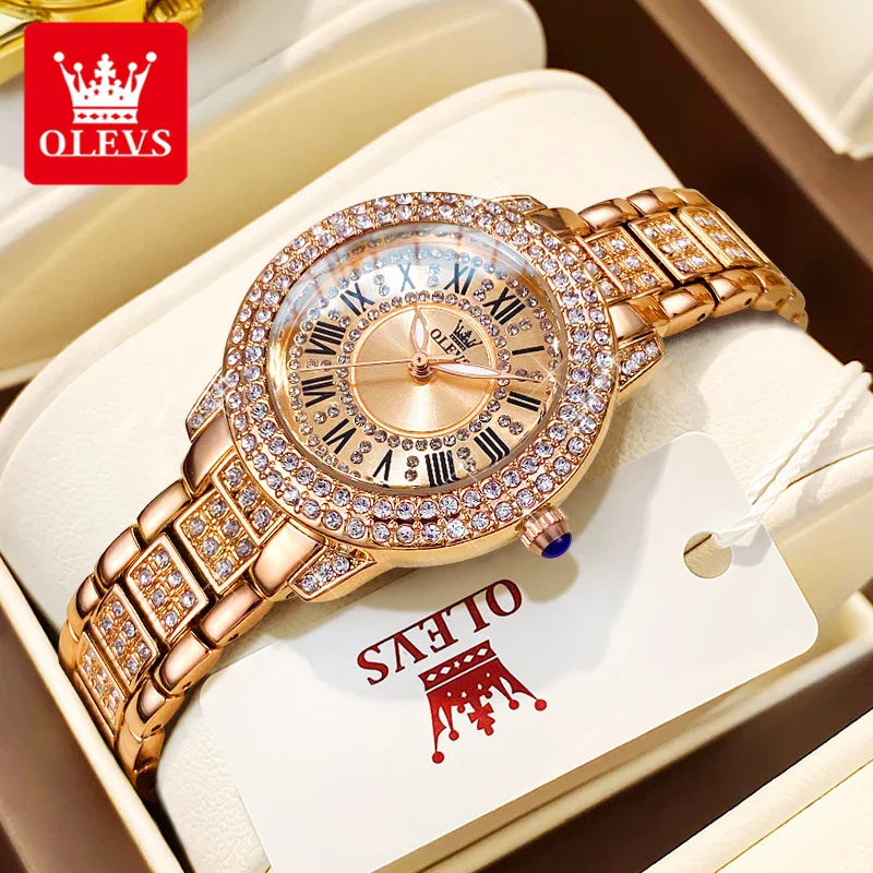 OLEVS 9943 Luxury All Diamond Original Quartz Watch for Women