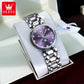 OLEVS Elegant Fashion Purple Rhinestone Dial Quartz Watch for Women