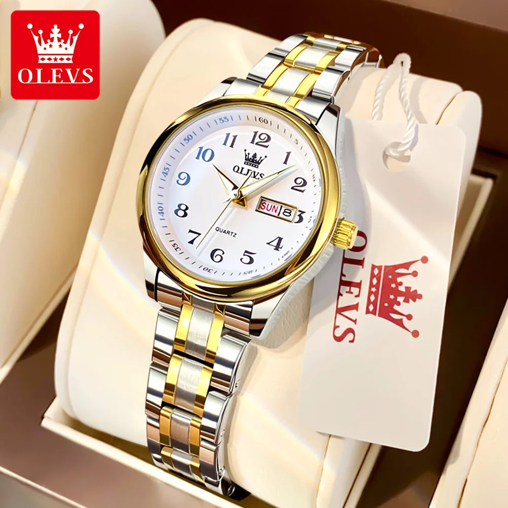 OLEVS Brand Luxury Gold Quartz Watch for Womens
