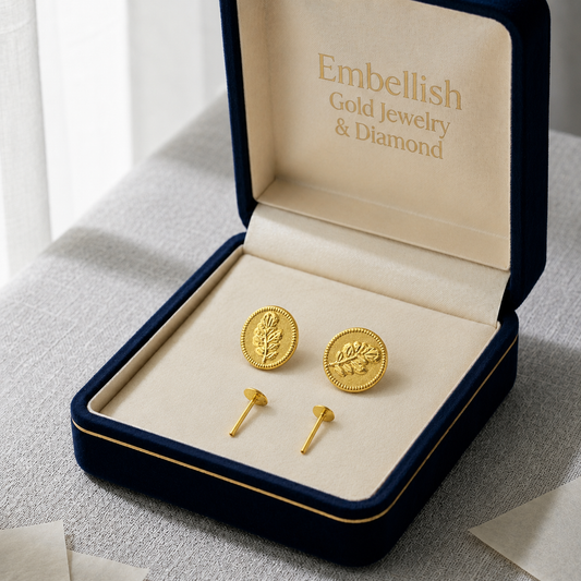 18K Real Gold  Rose Earrings