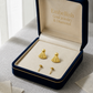 18K Real Gold Ribbon Earrings