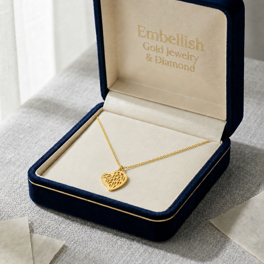 18k Gold Heart Frame Necklace