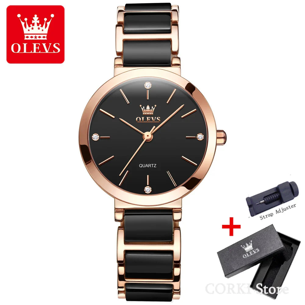 OLEVS 5877 Luxury Stainless Steel Watch for Women