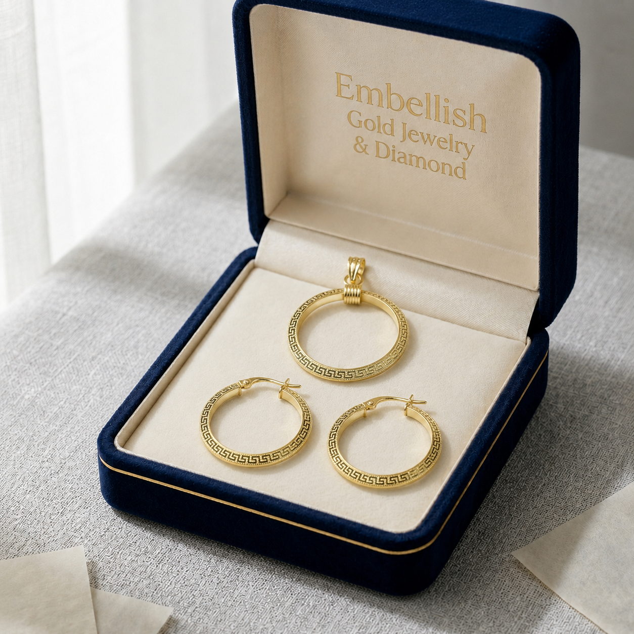 18k Gold Round Maze Jewelry Set