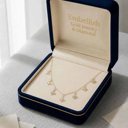 18k Gold 7 Plain Butterfly Necklace
