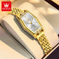 OLEVS 3699 Luxury Fashion Gold Stainless Steel Tonneau Quartz Ladies' Watches