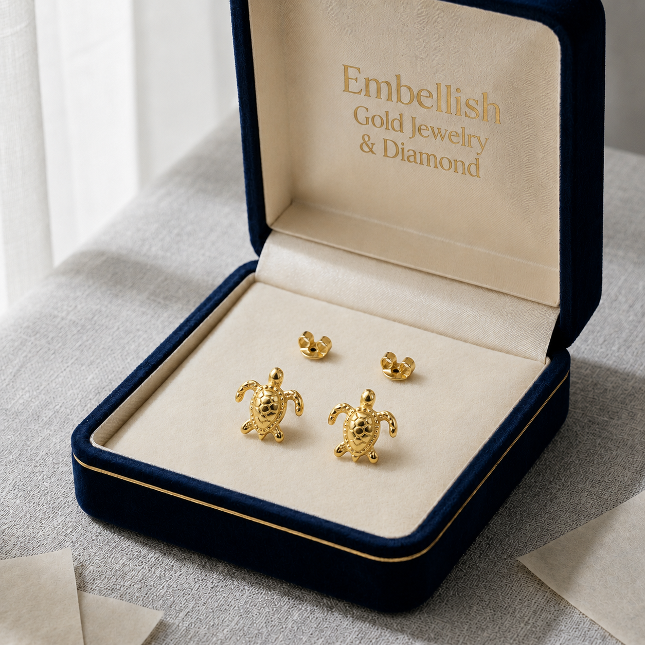 18K Real Gold Turtle Earrings