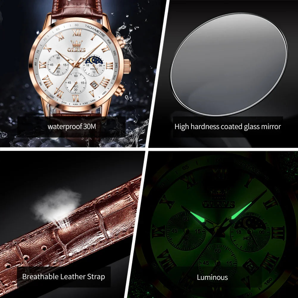 OLEVS Luxury Quartz Watch for Men
