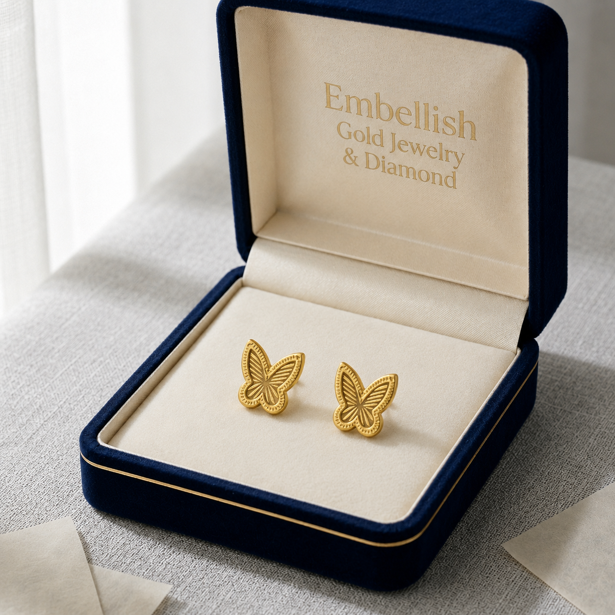 18k Gold Butterfly 2 Screw Earrings