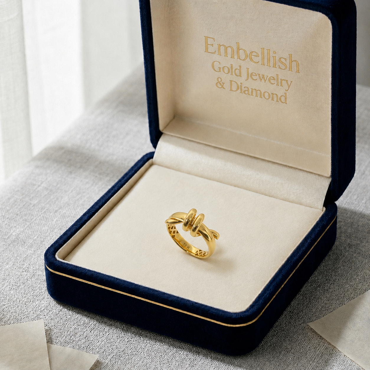 18K Real Gold Twisted Design Ring