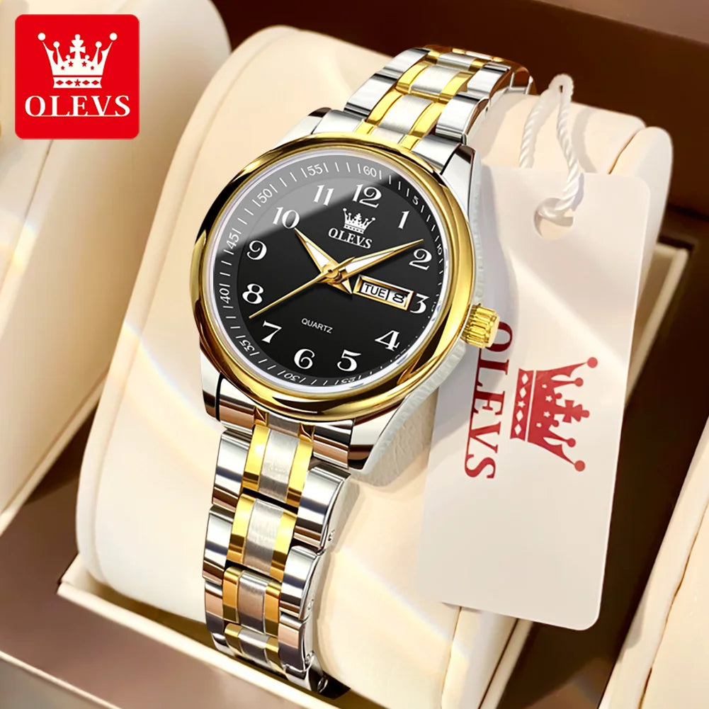 OLEVS Brand Luxury Gold Quartz Watch for Womens