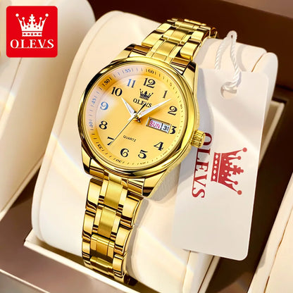 OLEVS Brand Luxury Gold Quartz Watch for Womens