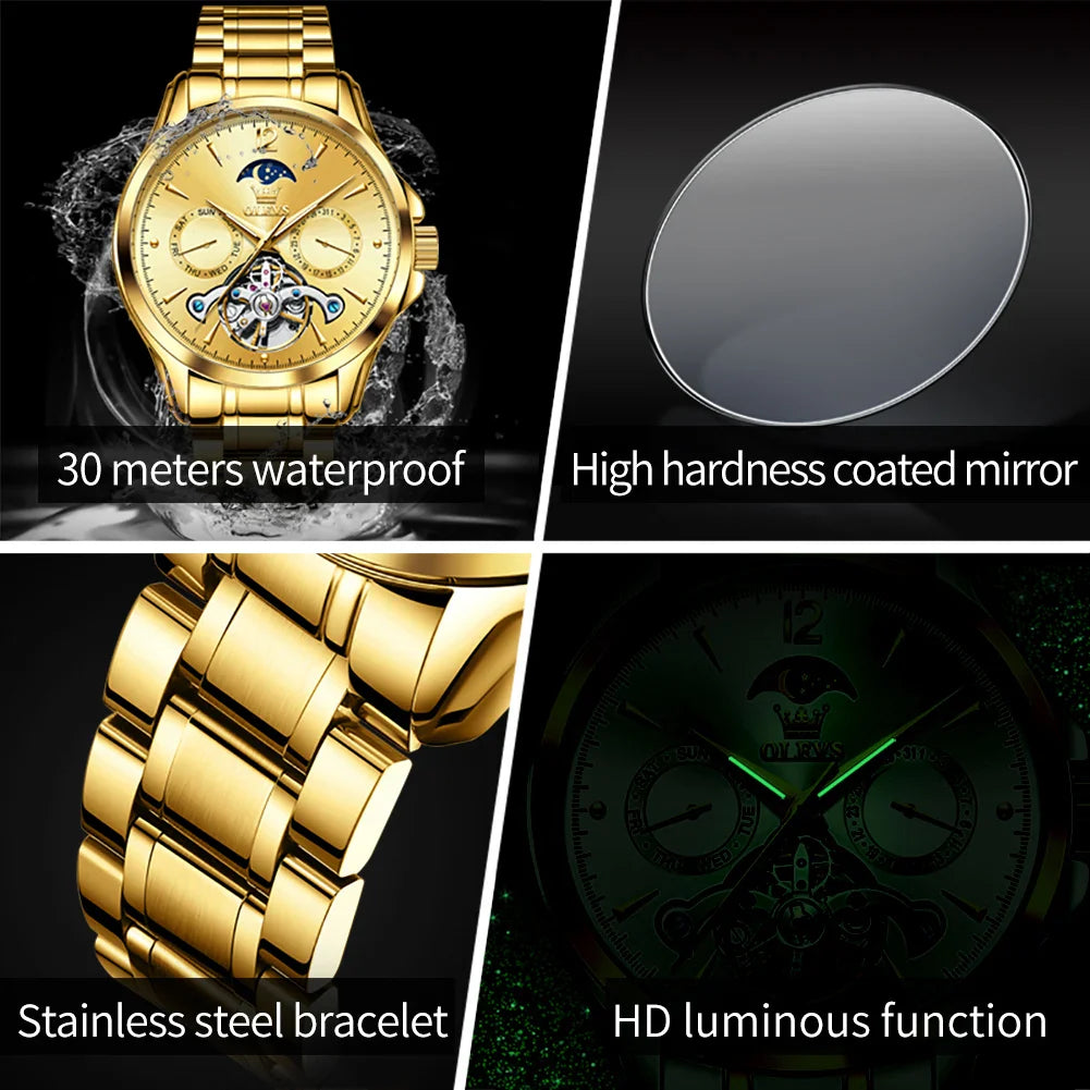 OLEVS 6663 Men Flywheel Fully Automatic Mechanical Watch