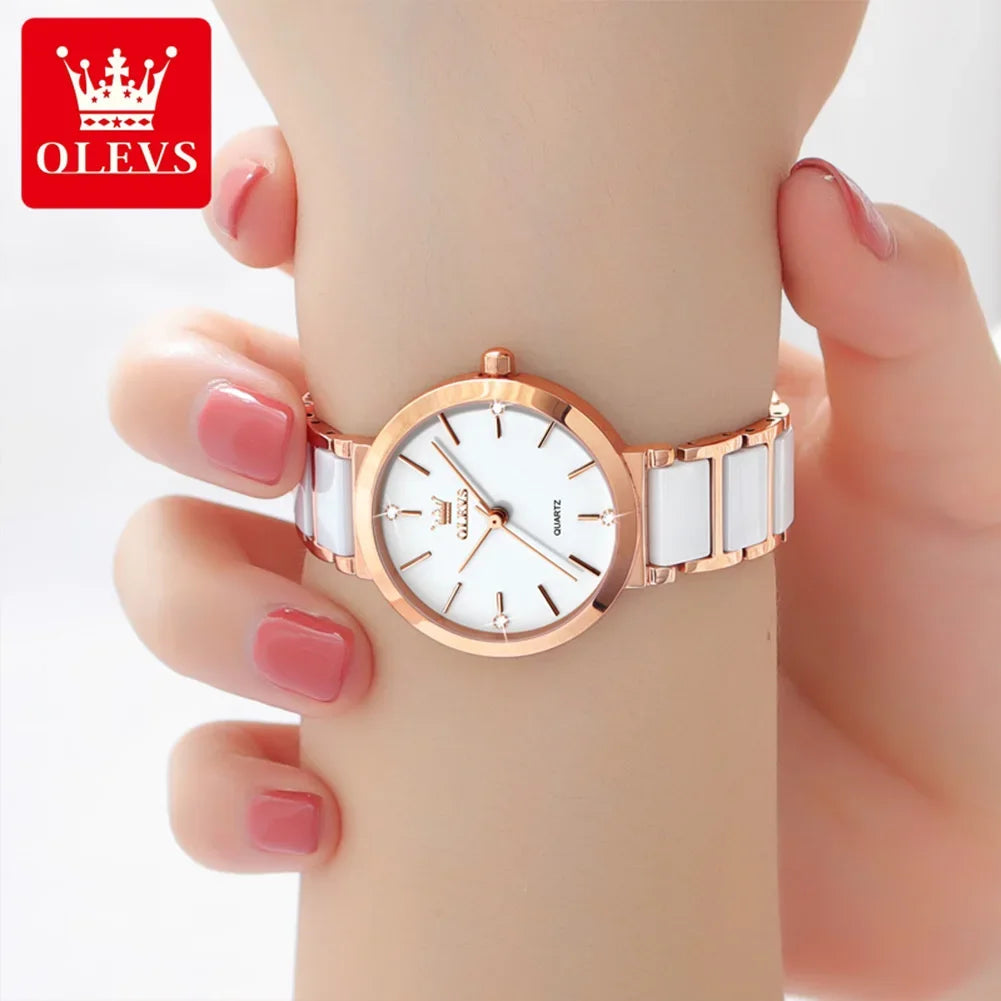 OLEVS 5877 Luxury Stainless Steel Watch for Women