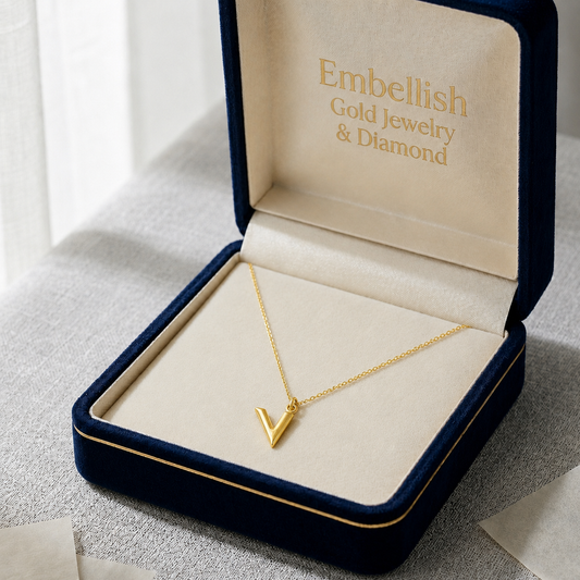 18K Real Gold V Necklace