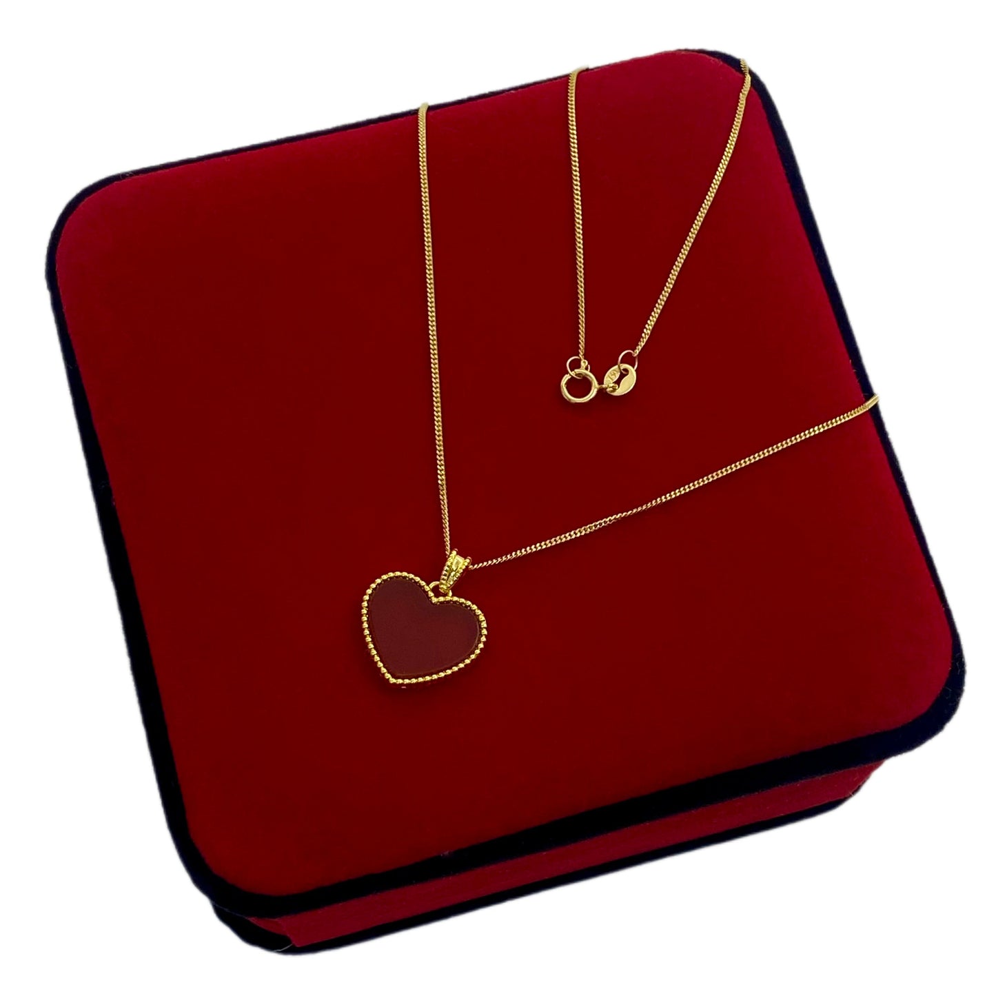 18k Real Gold Red Agate Necklace- - Embellish Gold