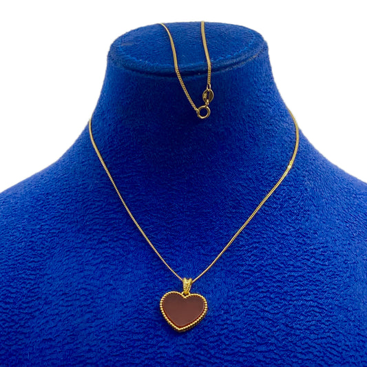 18k Real Gold Red Agate Necklace- - Embellish Gold