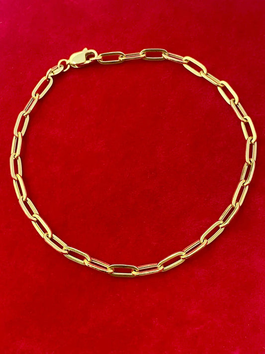 18k Gold Paperclip Bracelet