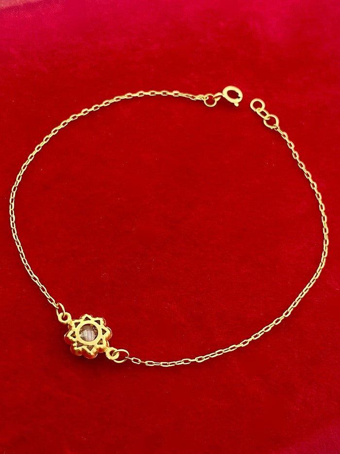 18K Real Gold Blue Sapphire Dragon Eye bracelet - Embellish Gold