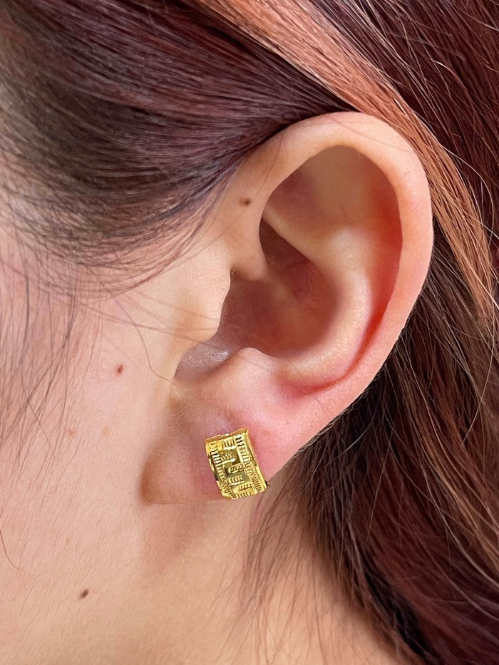 18k Real Gold Maze Earrings - Embellish Gold