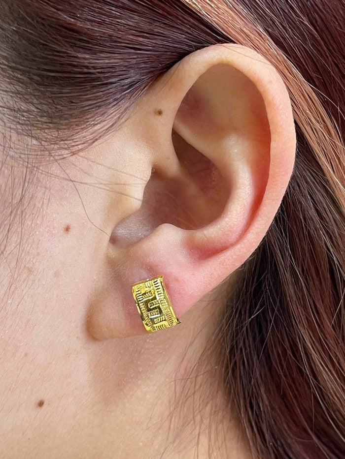 18k Real Gold Maze Earrings - Embellish Gold