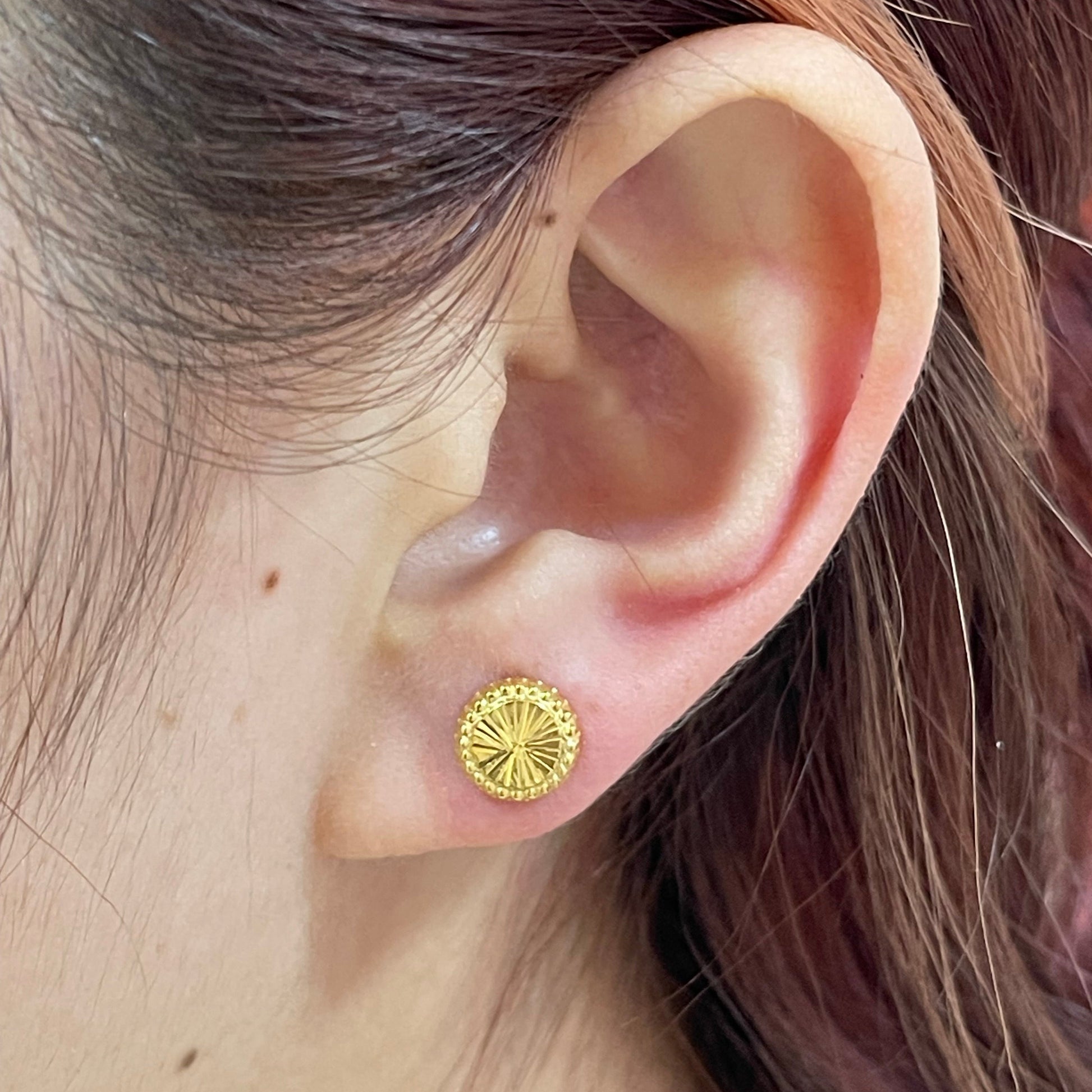 18K Real Gold Round Cut Earrings - Embellish Gold