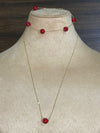 18K Real Saudi Gold Red Necklace And Bracelet Set 145